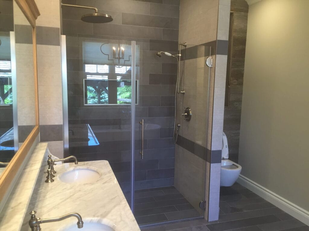 custom shower with linear drain Bells Corners