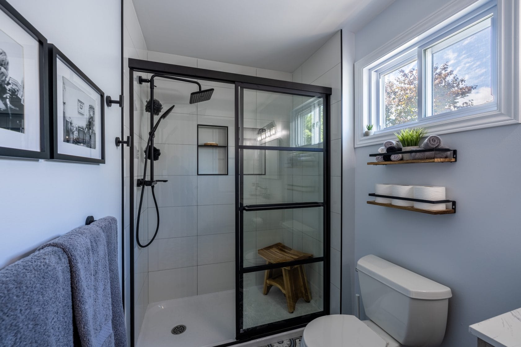 bathroom renovation in Westboro tub to shower conversion tiled floor